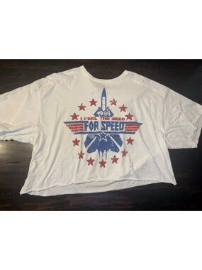 Women' Country Deep "I Feel The Need For Speed" White Distressed Tee Size M